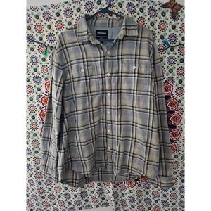 Bonobos Mens XL Flannel Shirt Yellow Gray Black 100% Cotton